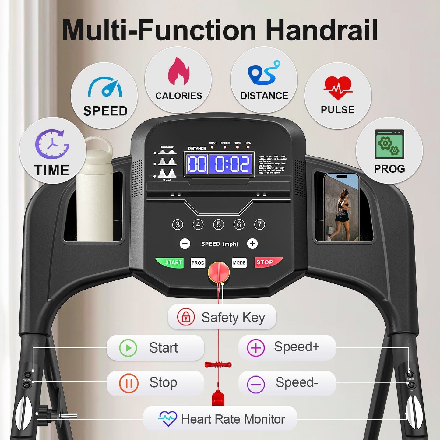 Home Folding Treadmill With Pulse Sensor