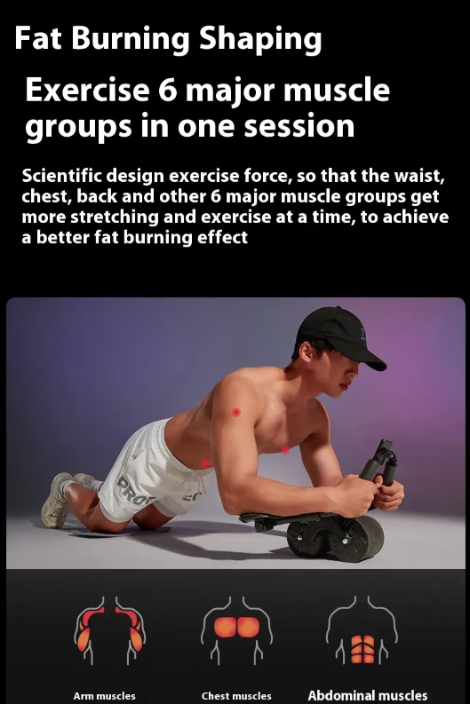 Ab Wheel Roller with Auto-Rebound for Core Training at Home