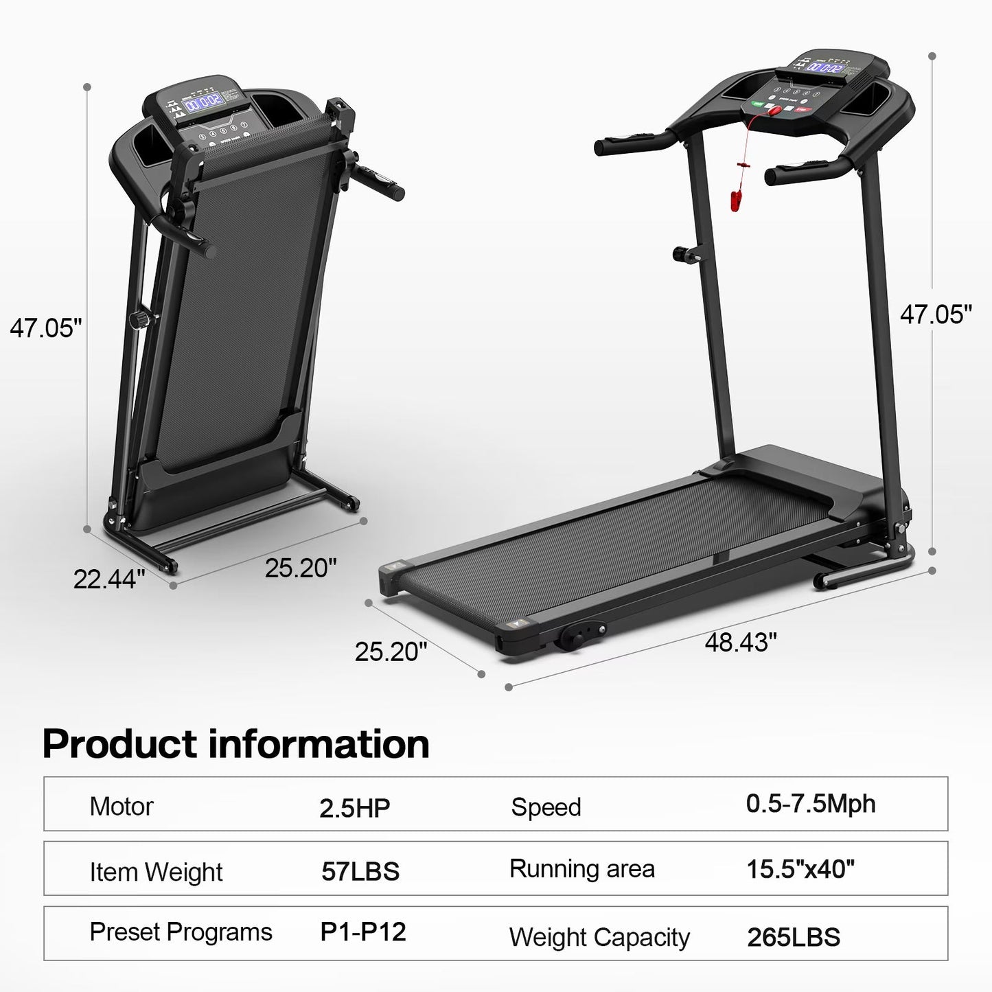 Home Folding Treadmill With Pulse Sensor