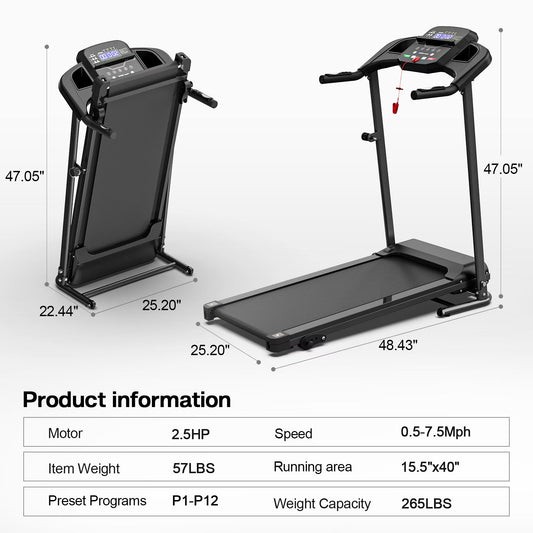 Home Folding Treadmill With Pulse Sensor